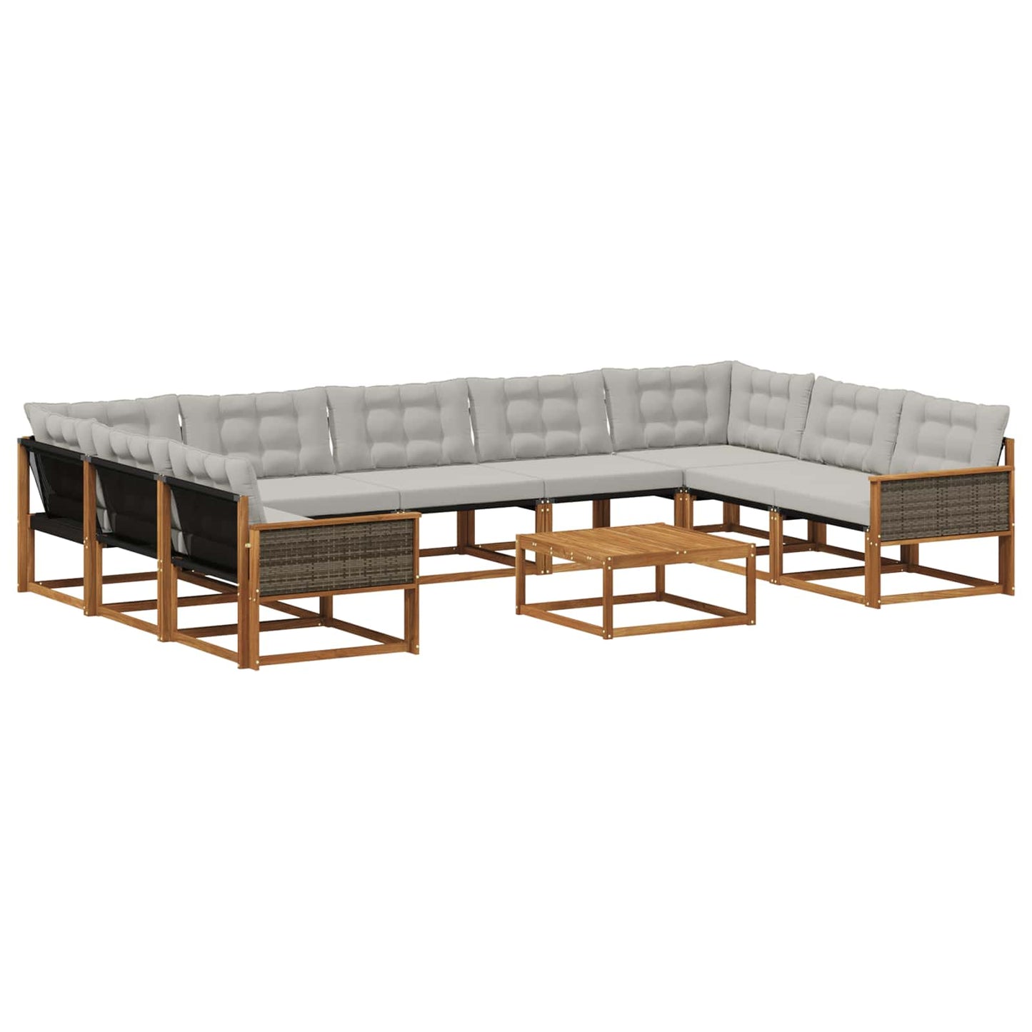 Outdoor-Sofagarnitur mit Kissen 10 pcs Natürlich und Hellgrau