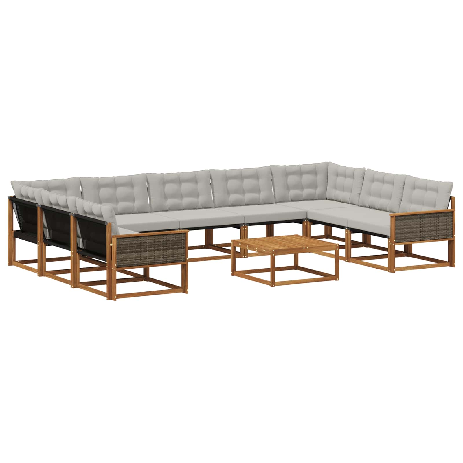 Outdoor-Sofagarnitur mit Kissen 10 pcs Natürlich und Hellgrau