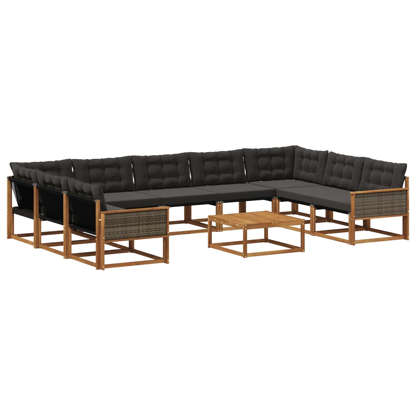 Outdoor-Sofagarnitur mit Kissen 10 pcs Natürlich und Schwarz