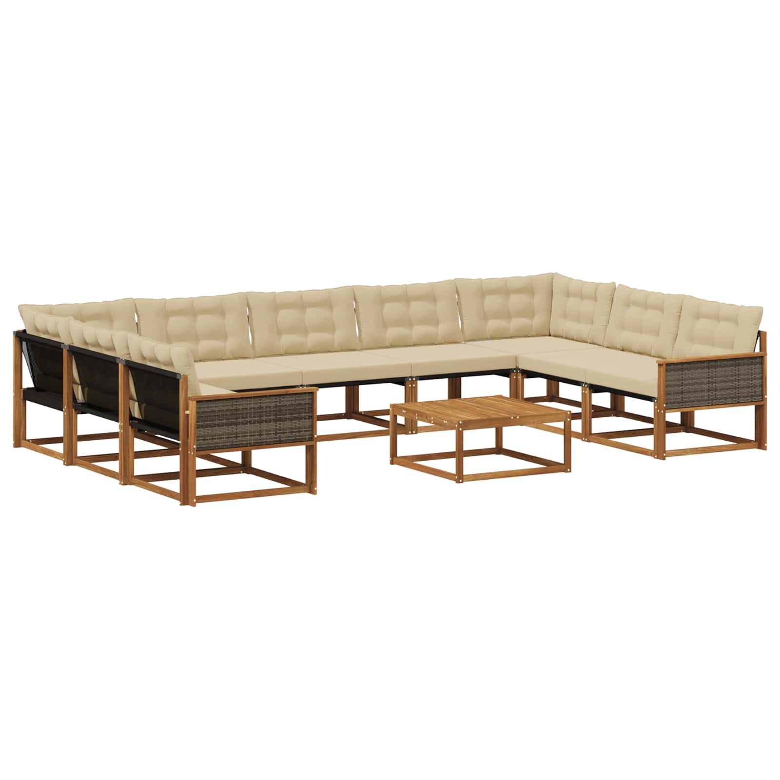 Outdoor-Sofagarnitur mit Kissen 10 pcs Natur und Beige