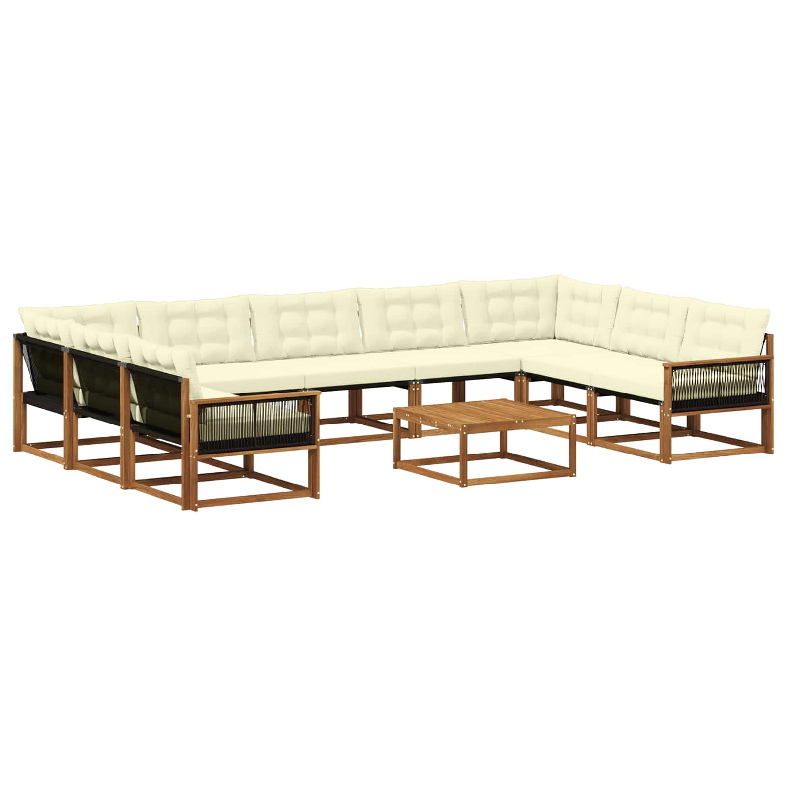 Outdoor-Sofagarnitur mit Kissen 10 pcs Natur und Creme