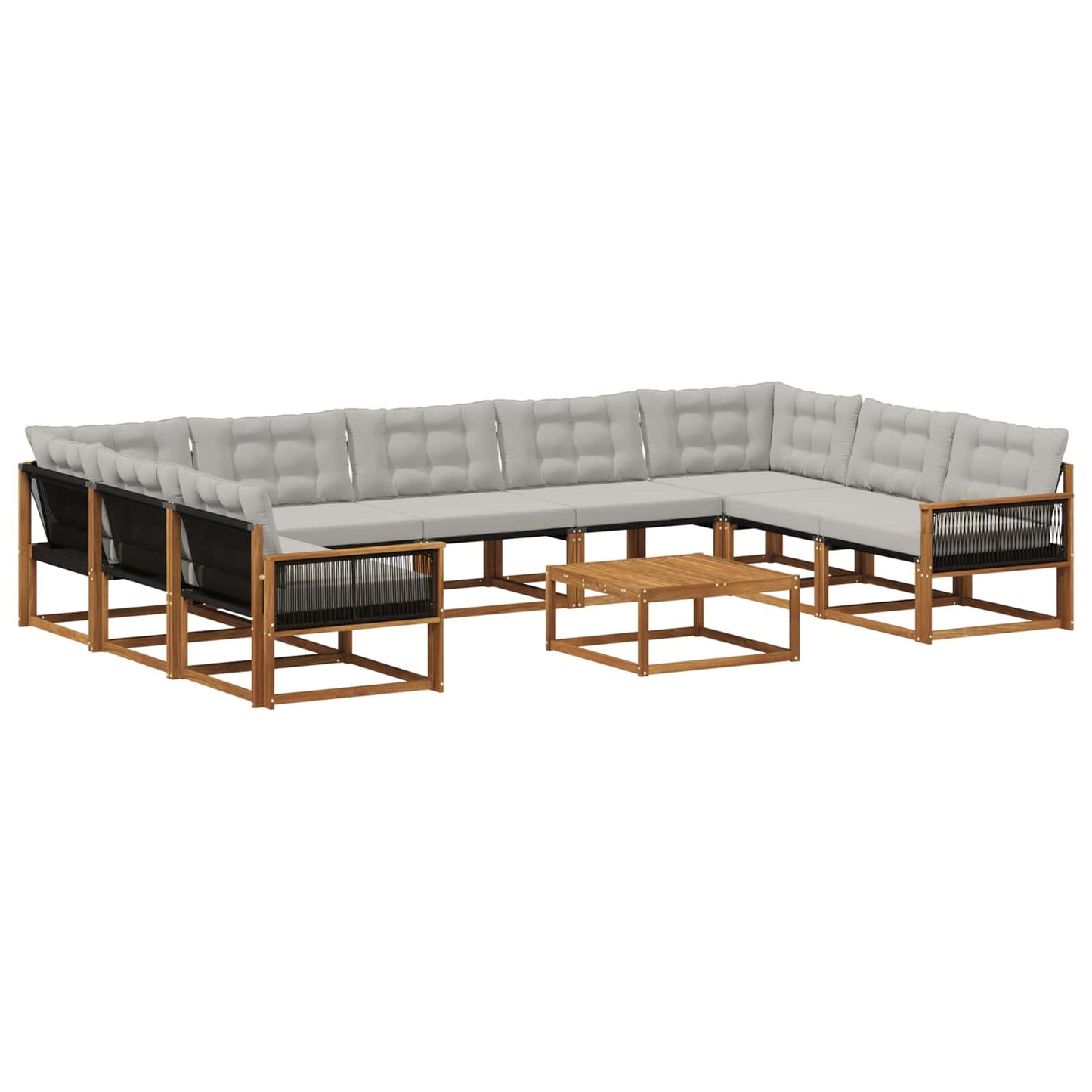 Outdoor-Sofagarnitur mit Kissen 10 pcs Natürlich und Hellgrau