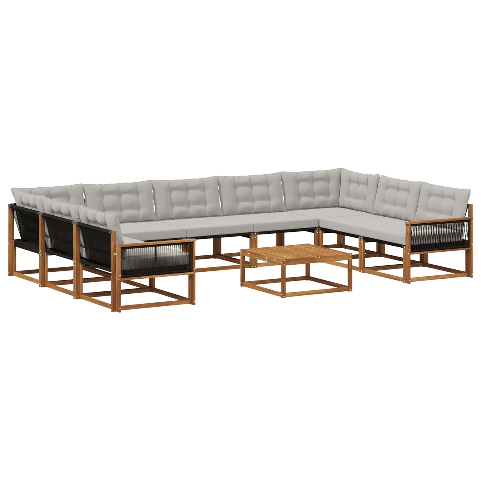 Outdoor-Sofagarnitur mit Kissen 10 pcs Natürlich und Hellgrau
