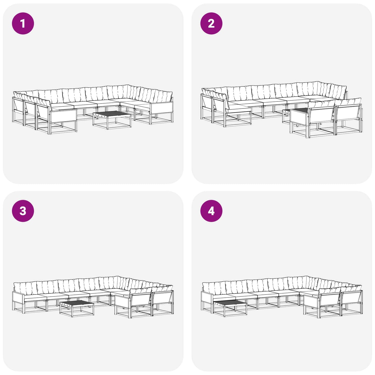 Outdoor-Sofagarnitur mit Kissen 10 pcs Natürlich und Schwarz
