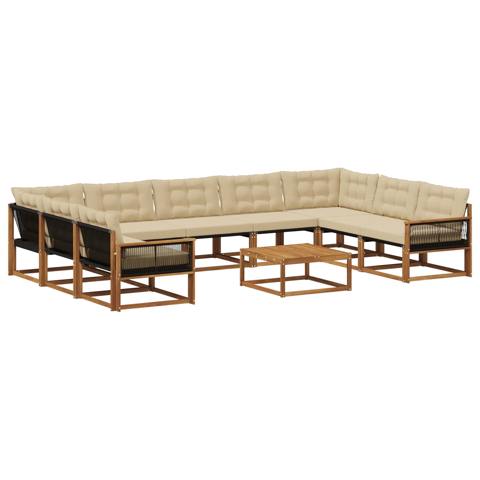 Outdoor-Sofagarnitur mit Kissen 10 pcs Natur und Beige