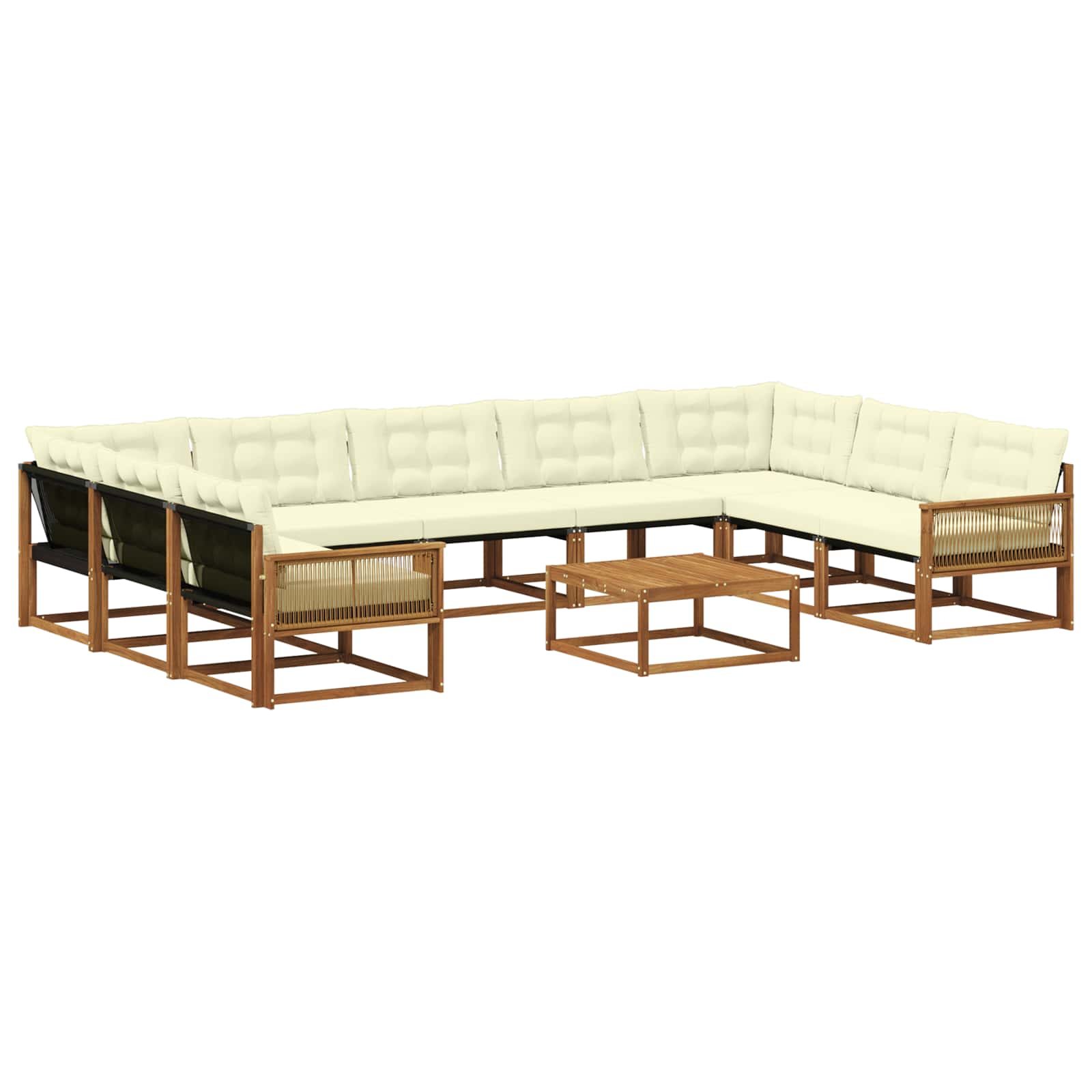 Outdoor-Sofagarnitur mit Kissen 10 pcs Natur und Creme