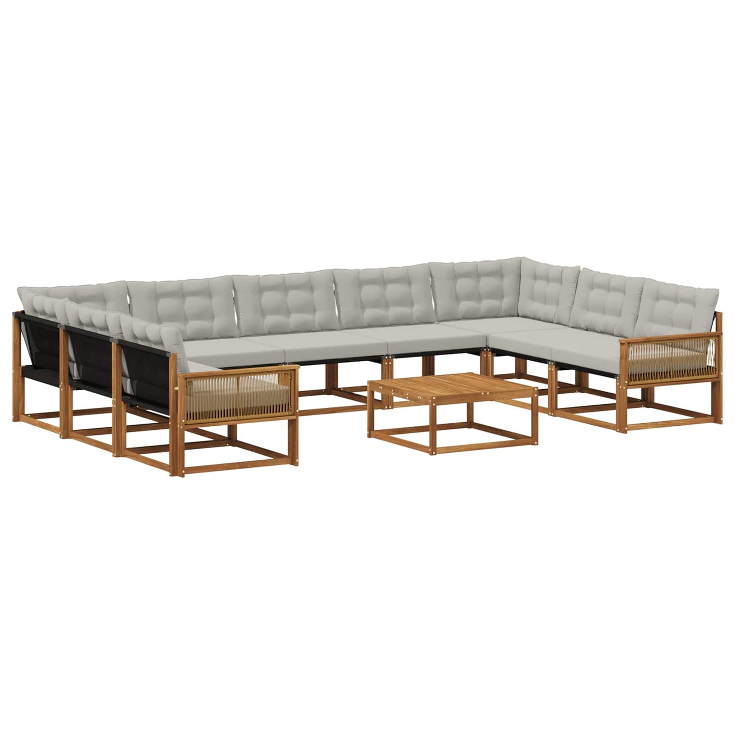 Outdoor-Sofagarnitur mit Kissen 10 pcs Natürlich und Hellgrau