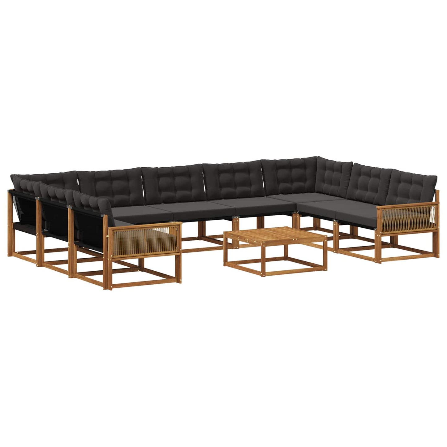 Outdoor-Sofagarnitur mit Kissen 10 pcs Natürlich und Schwarz