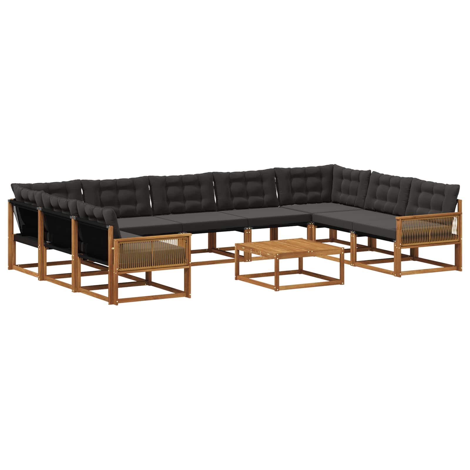 Outdoor-Sofagarnitur mit Kissen 10 pcs Natürlich und Schwarz