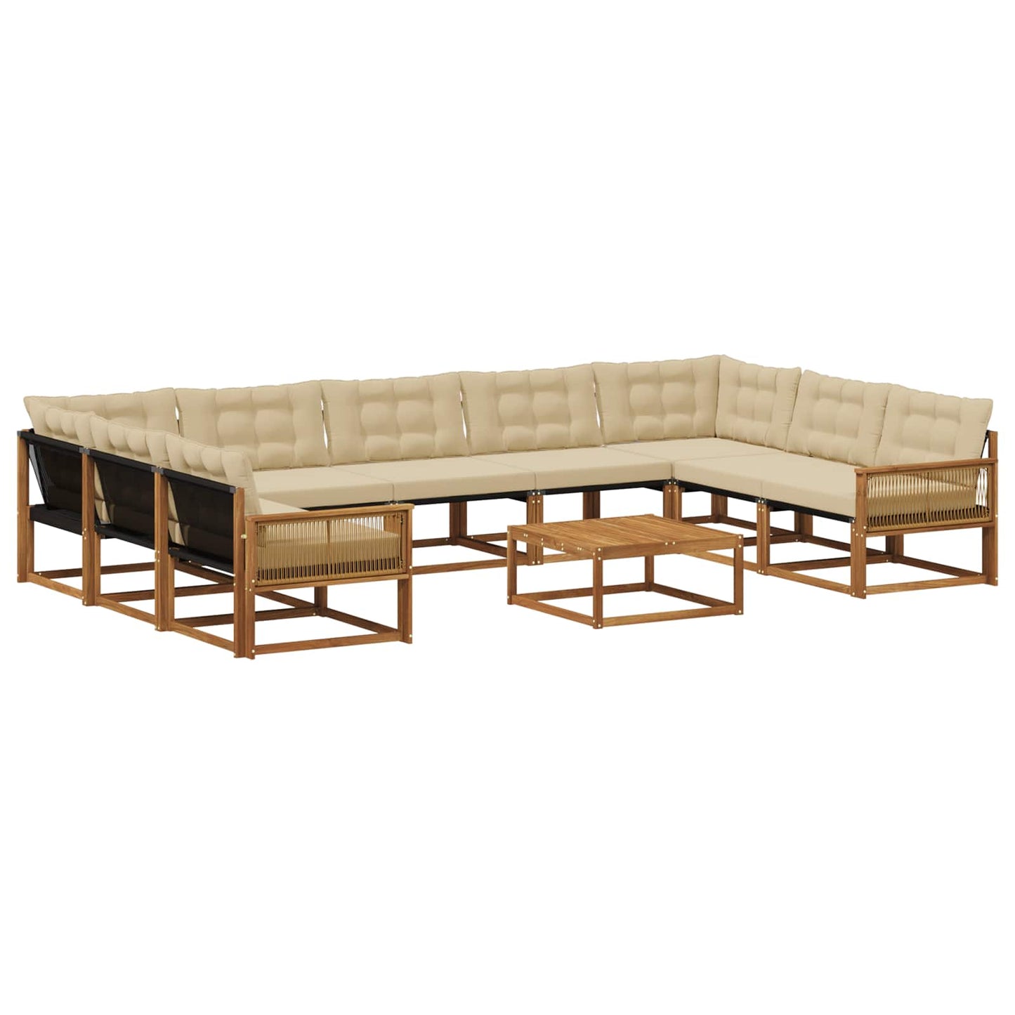 Outdoor-Sofagarnitur mit Kissen 10 pcs Natur und Beige