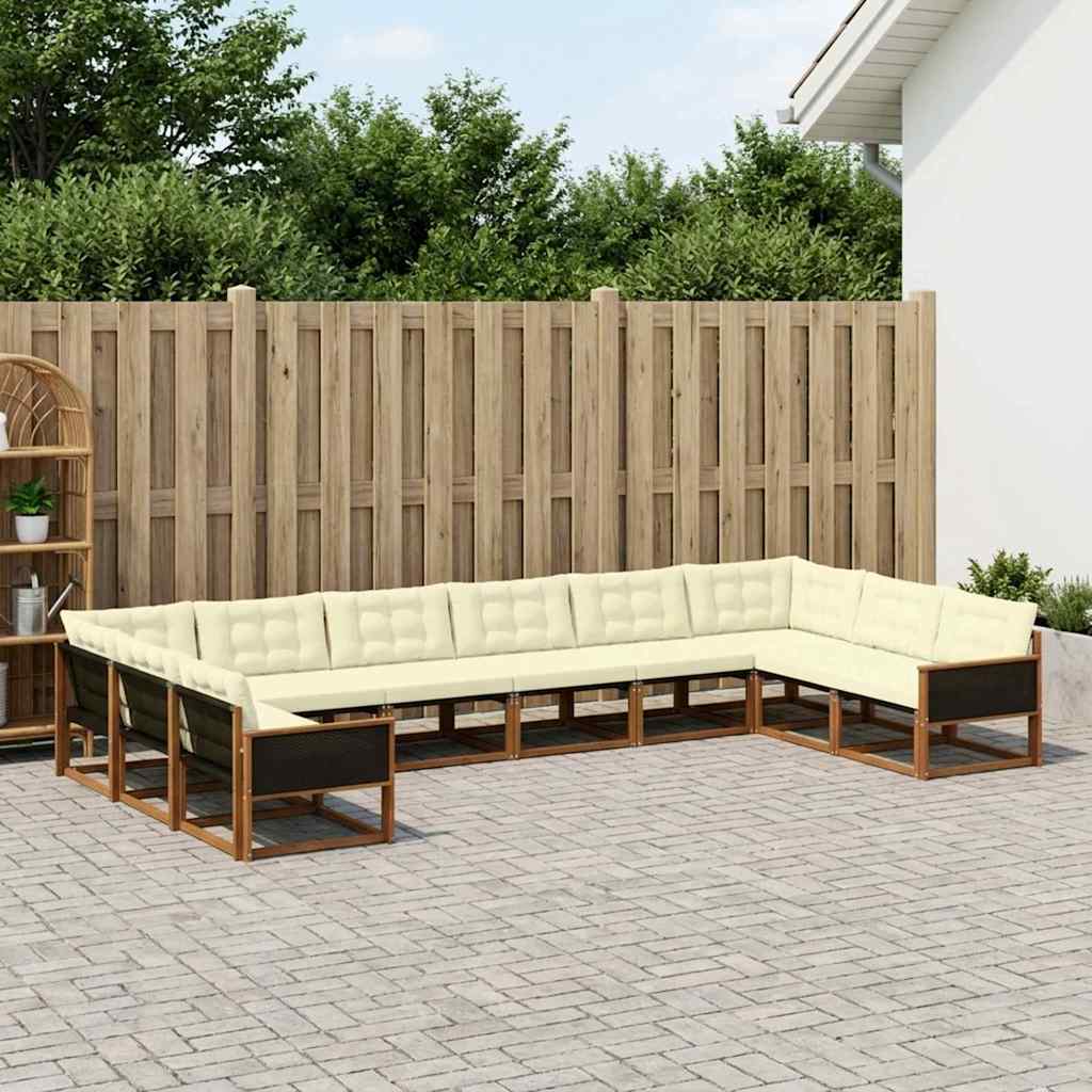 Outdoor-Sofagarnitur 10 stk. Natur und Creme