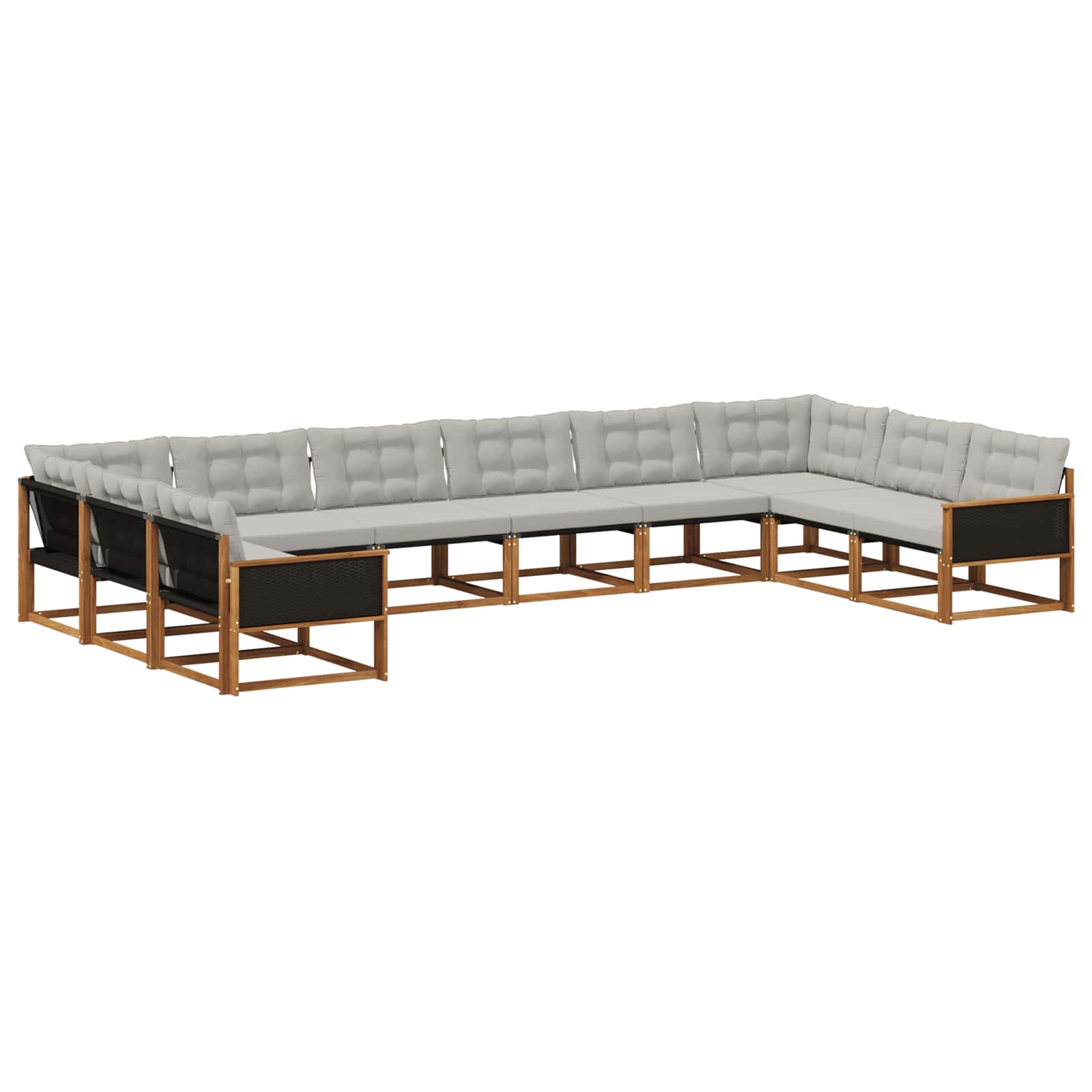 Outdoor-Sofagarnitur mit Kissen 10 pcs Natürlich und Hellgrau