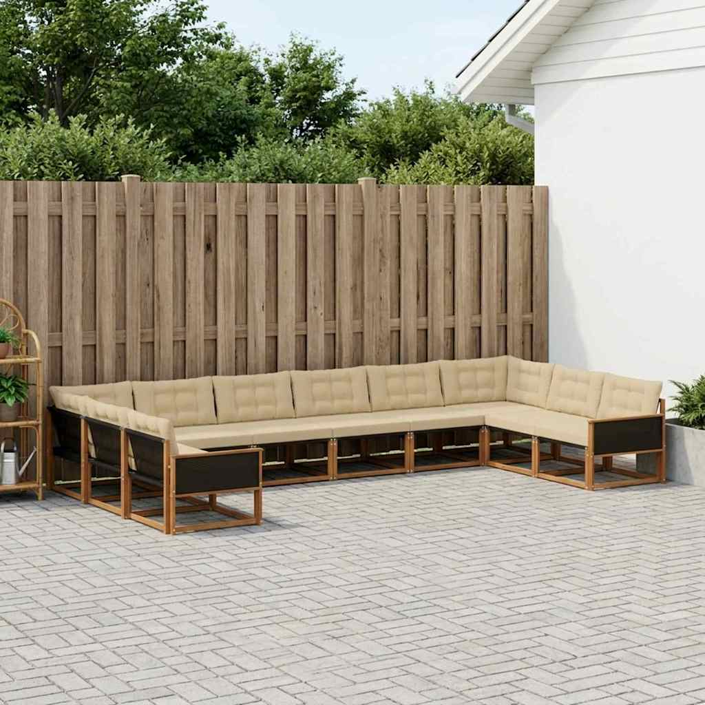 Outdoor-Sofagarnitur 10 stk. Natur und Beige