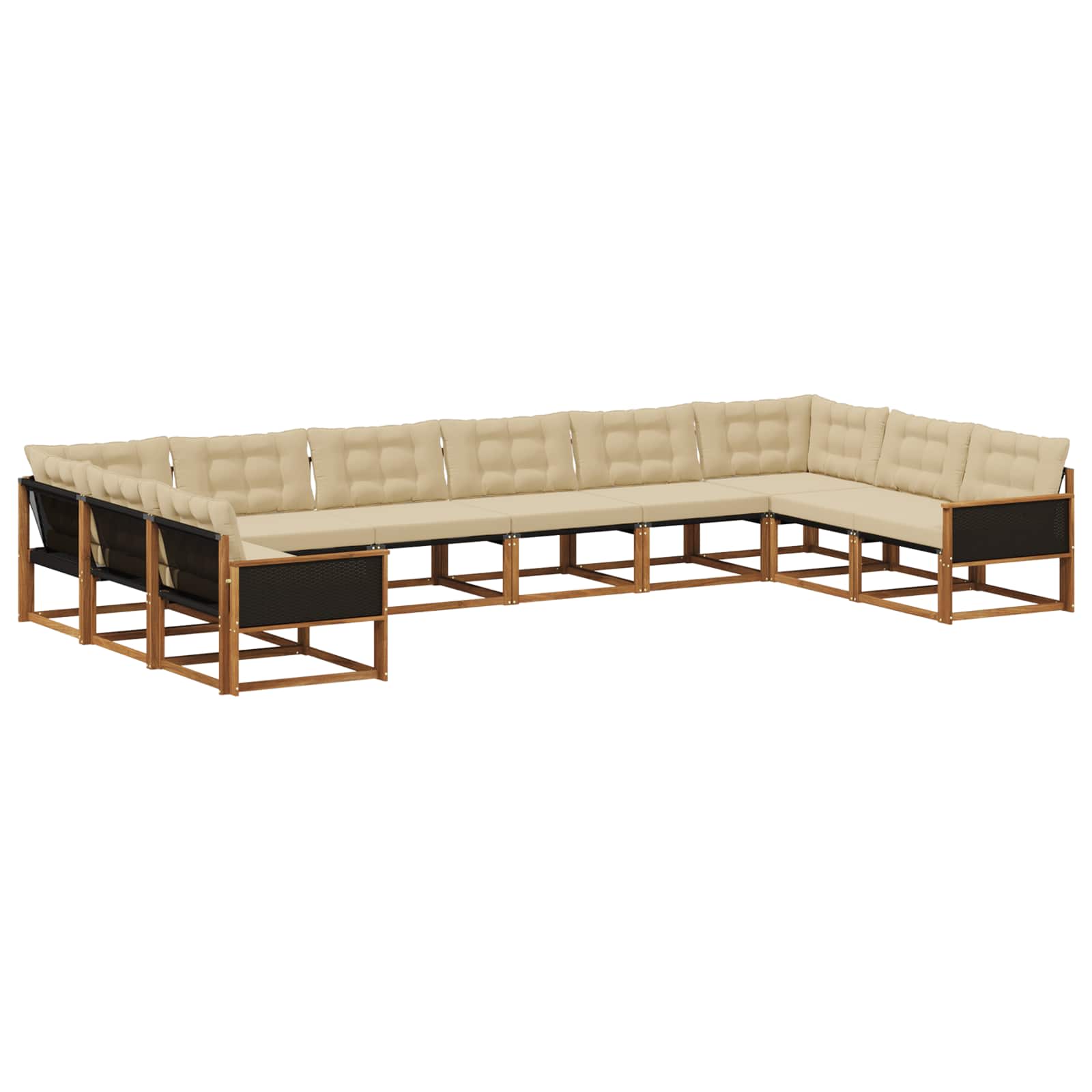Outdoor-Sofagarnitur 10 stk. Natur und Beige