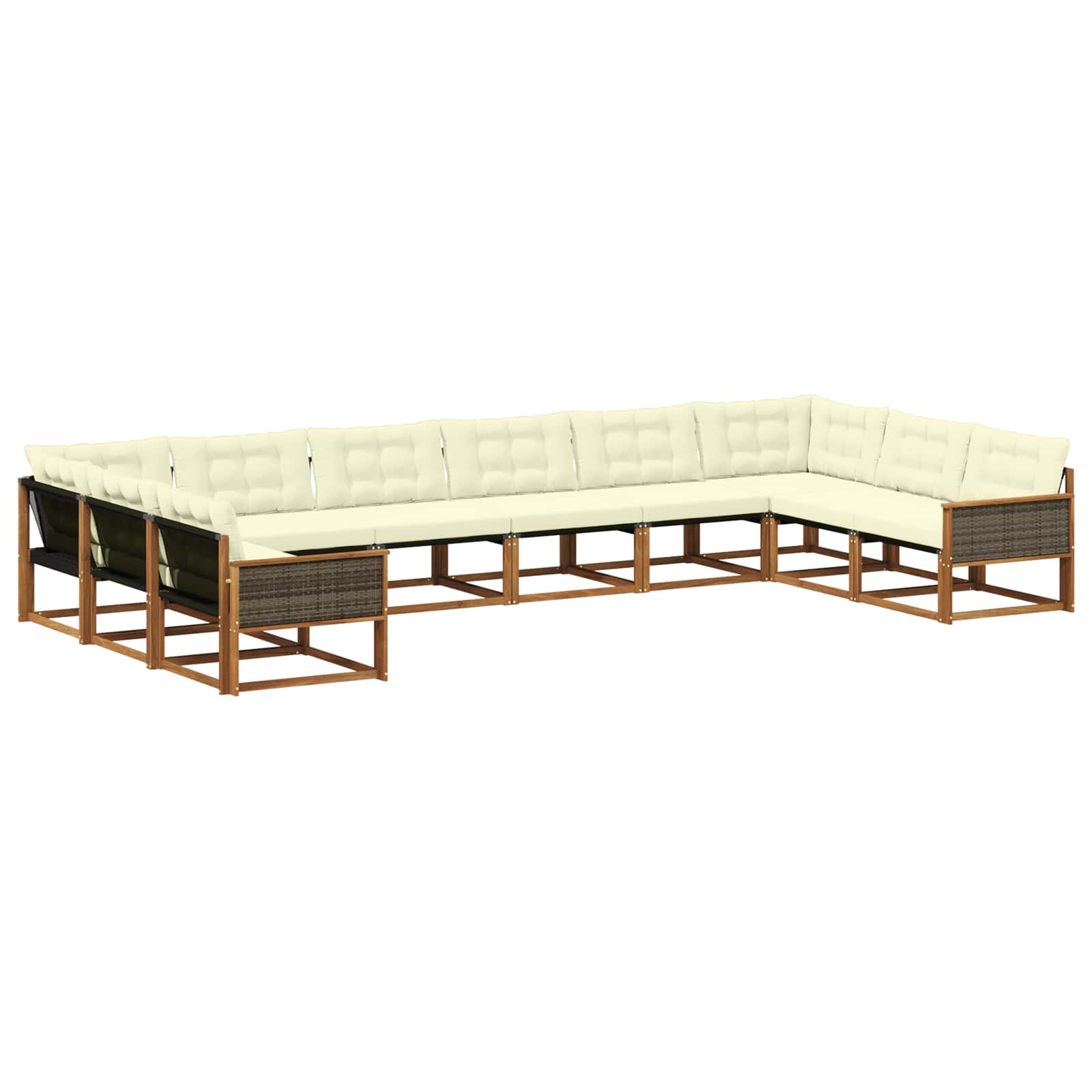Outdoor-Sofagarnitur mit Kissen 10 pcs Natur und Creme