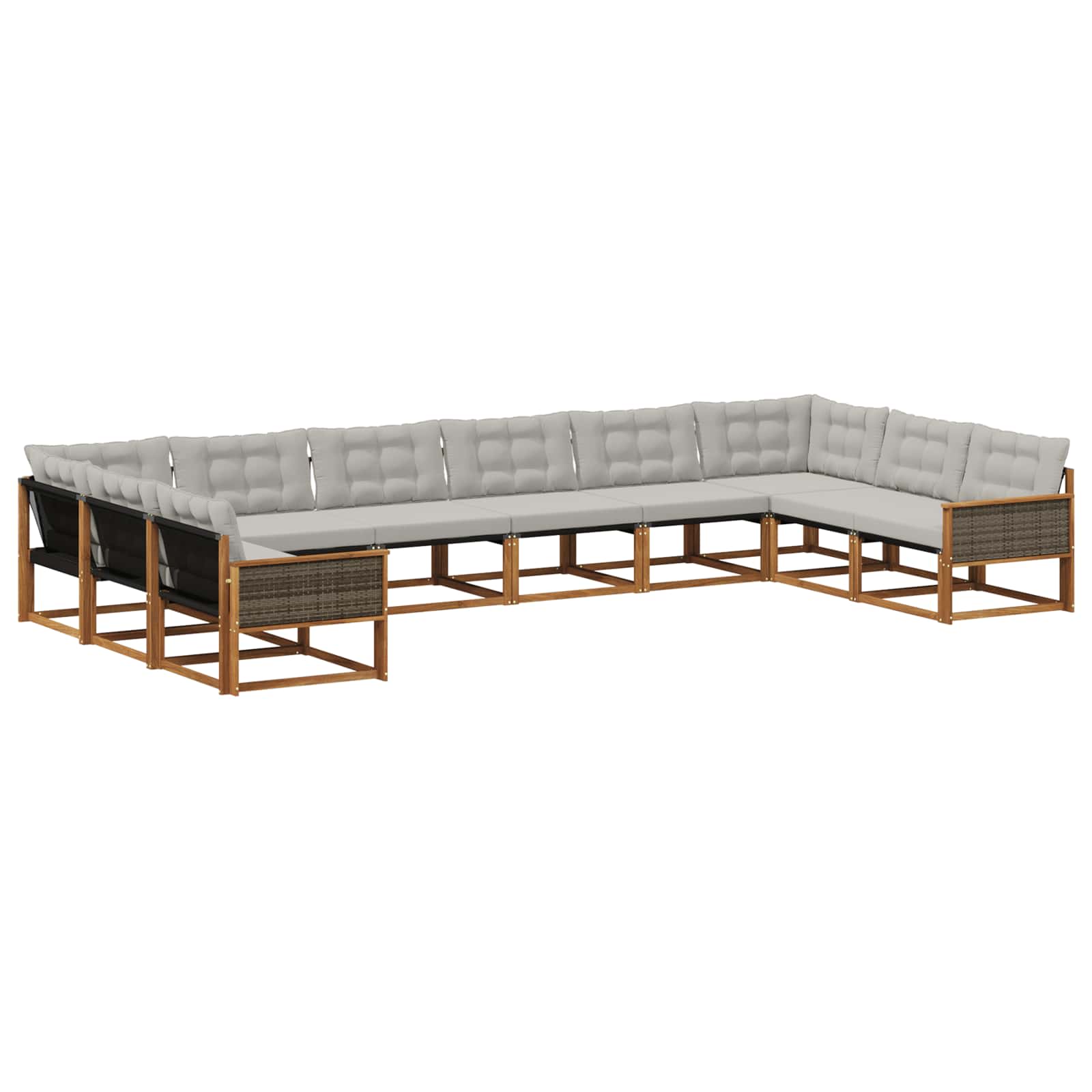 Outdoor-Sofagarnitur mit Kissen 10 pcs Natürlich und Hellgrau