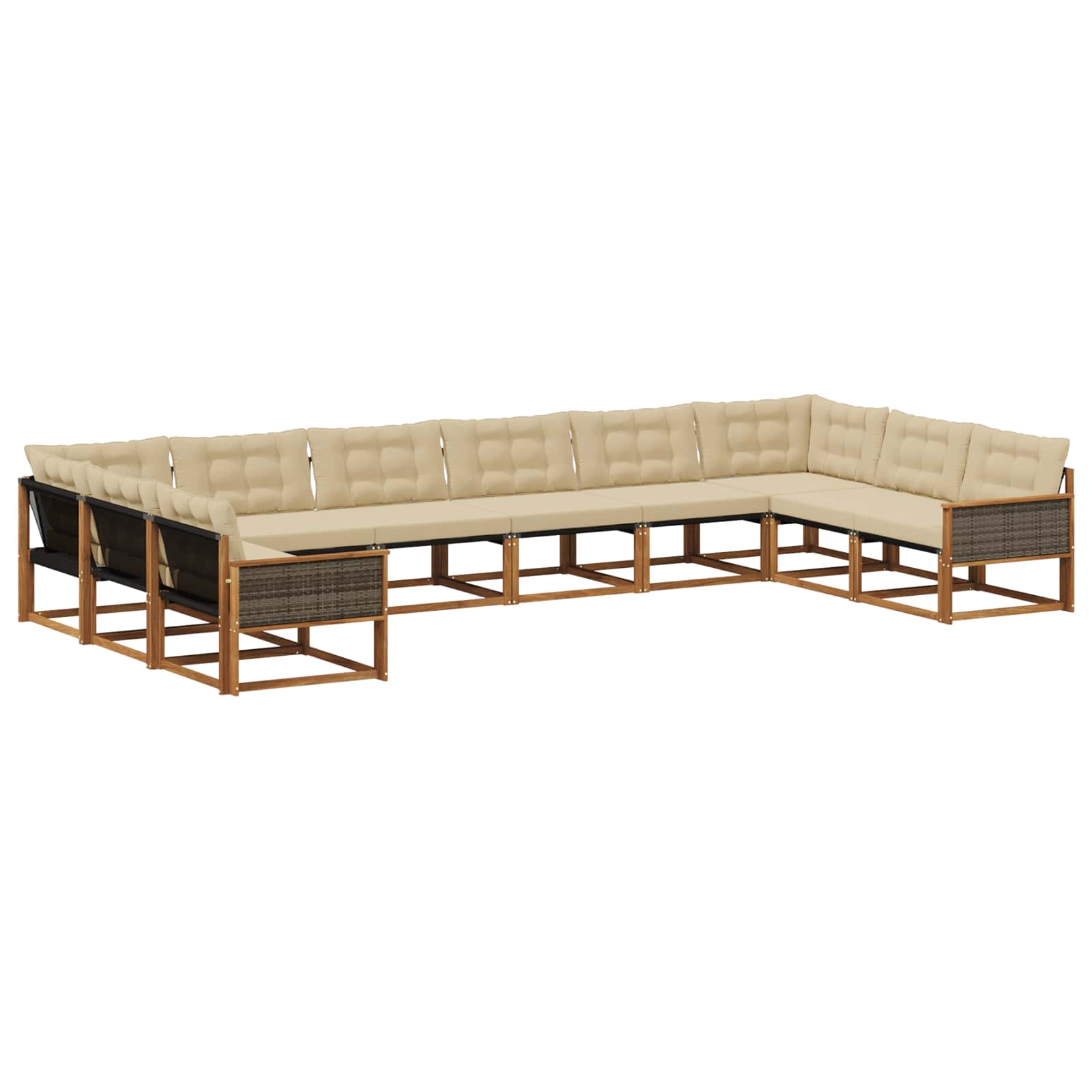 Outdoor-Sofagarnitur mit Kissen 10 pcs Natur und Beige