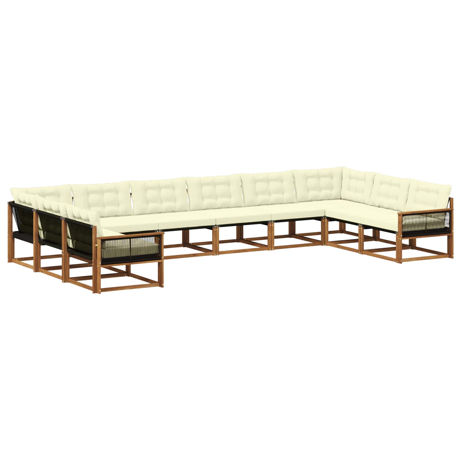 Outdoor-Sofagarnitur mit Kissen 10 pcs Natur und Creme