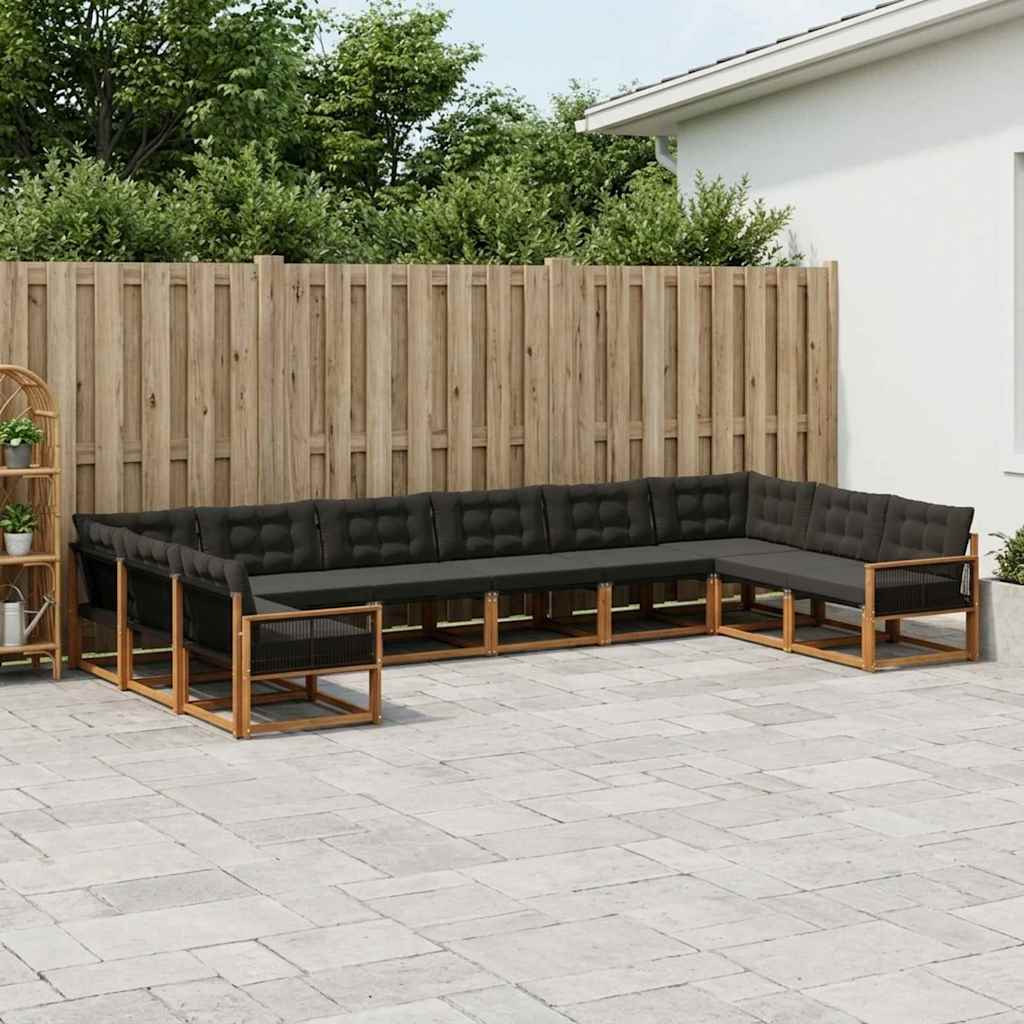 Outdoor-Sofagarnitur 10 stk. Natürlich und Schwarz