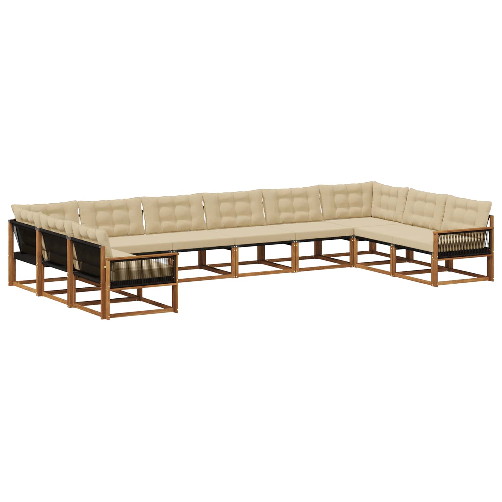 Outdoor-Sofagarnitur mit Kissen 10 pcs Natur und Beige
