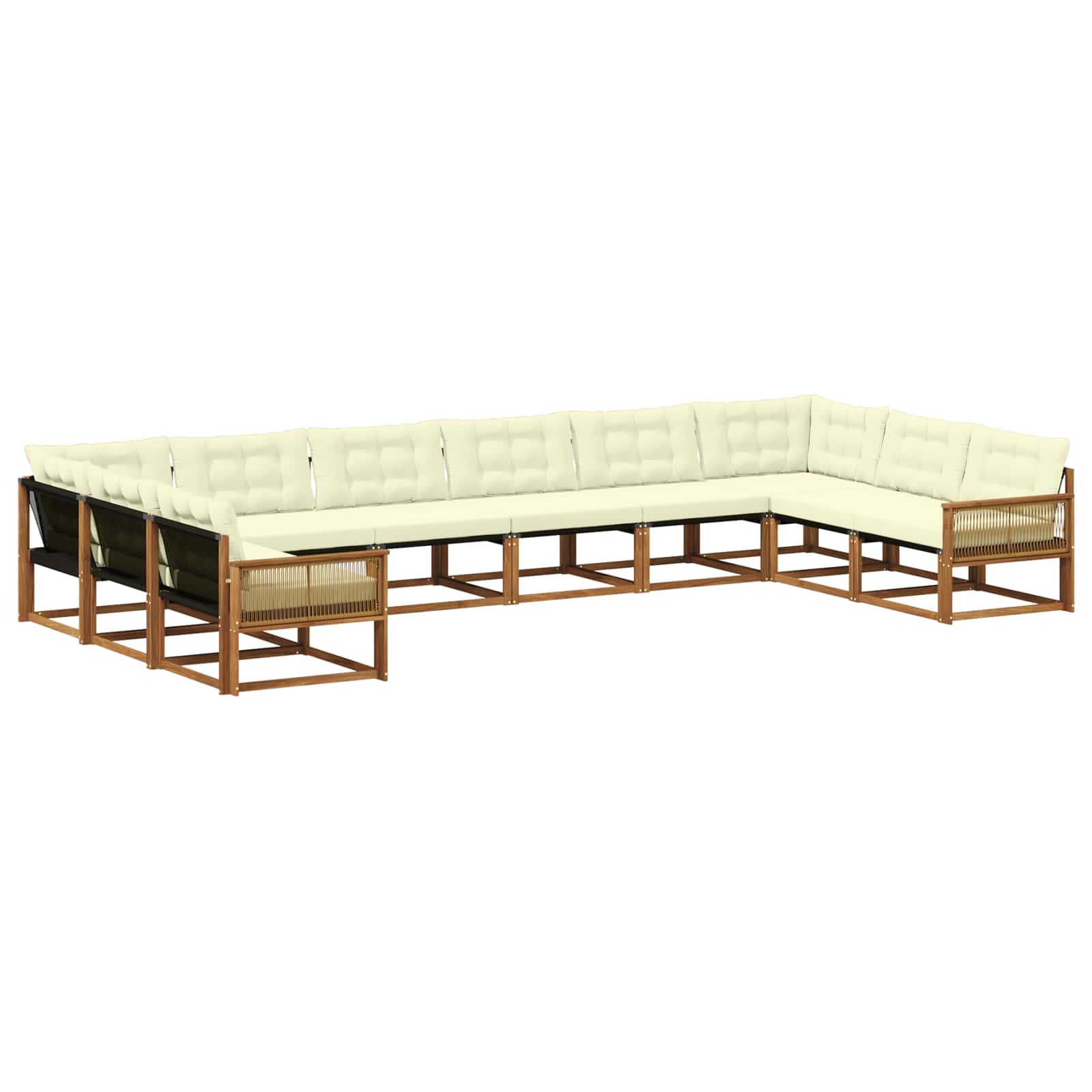 Outdoor-Sofagarnitur mit Kissen 10 pcs Natur und Creme