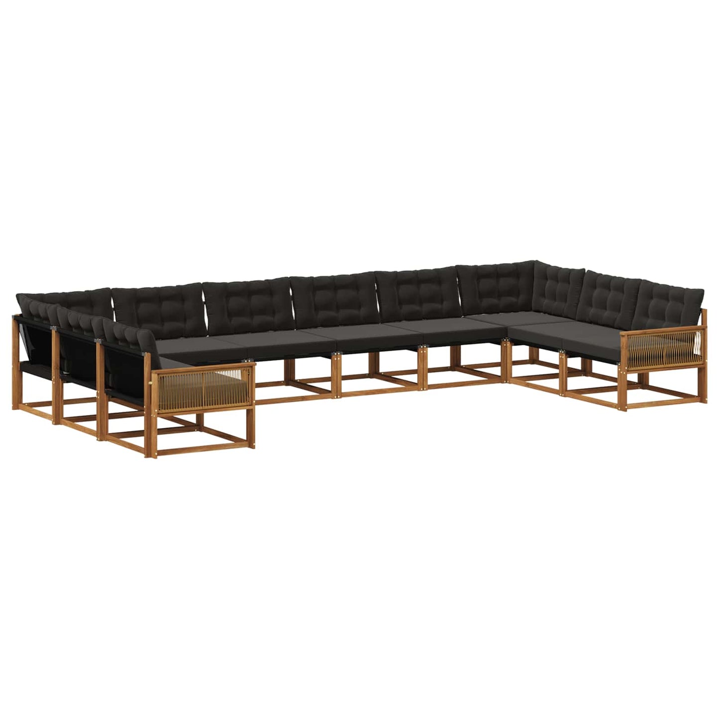 Outdoor-Sofagarnitur 10 stk. Natürlich und Schwarz