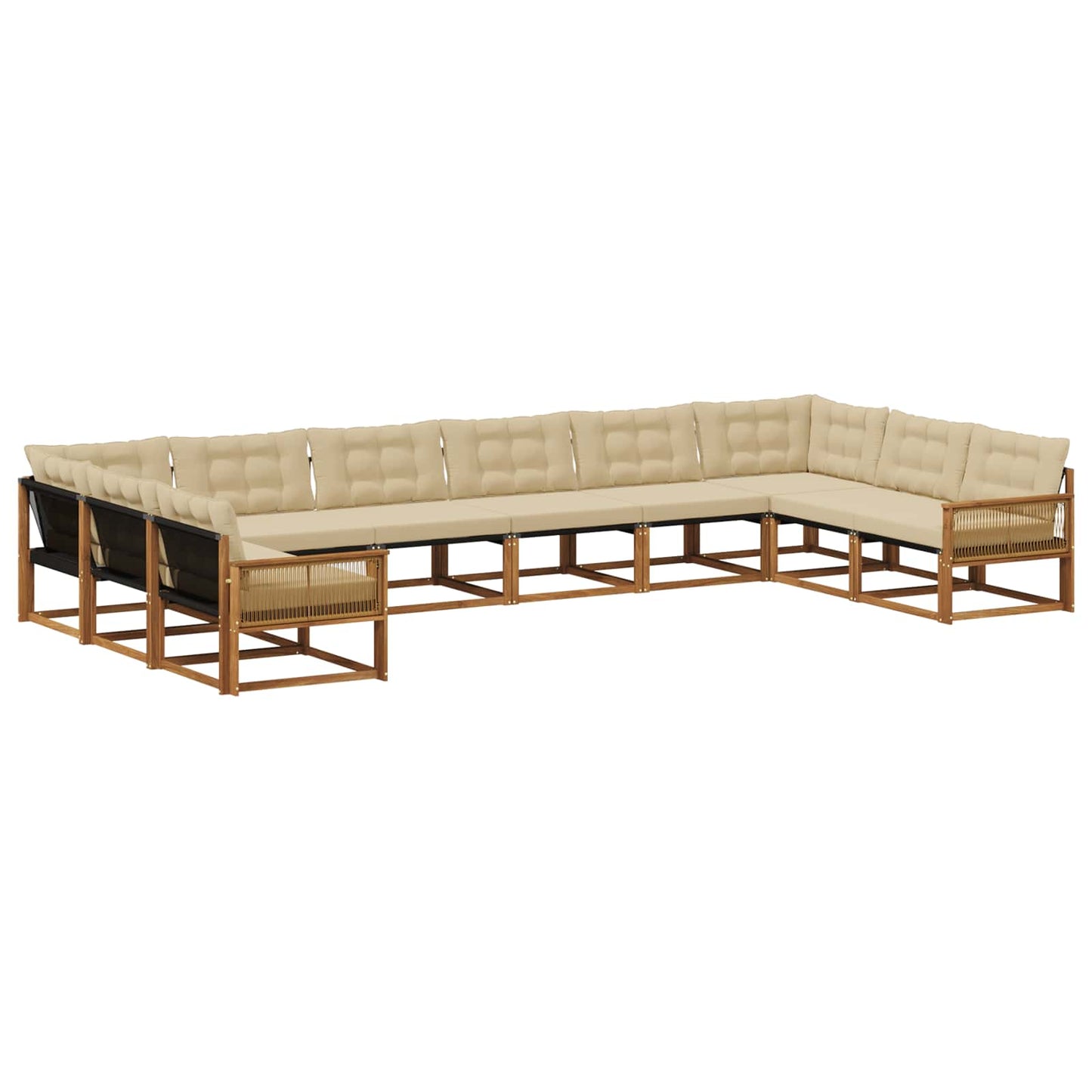 Outdoor-Sofagarnitur mit Kissen 10 pcs Natur und Beige