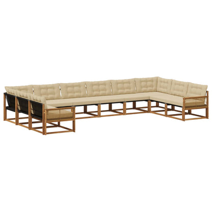 Outdoor-Sofagarnitur 10 stk. Natur und Beige