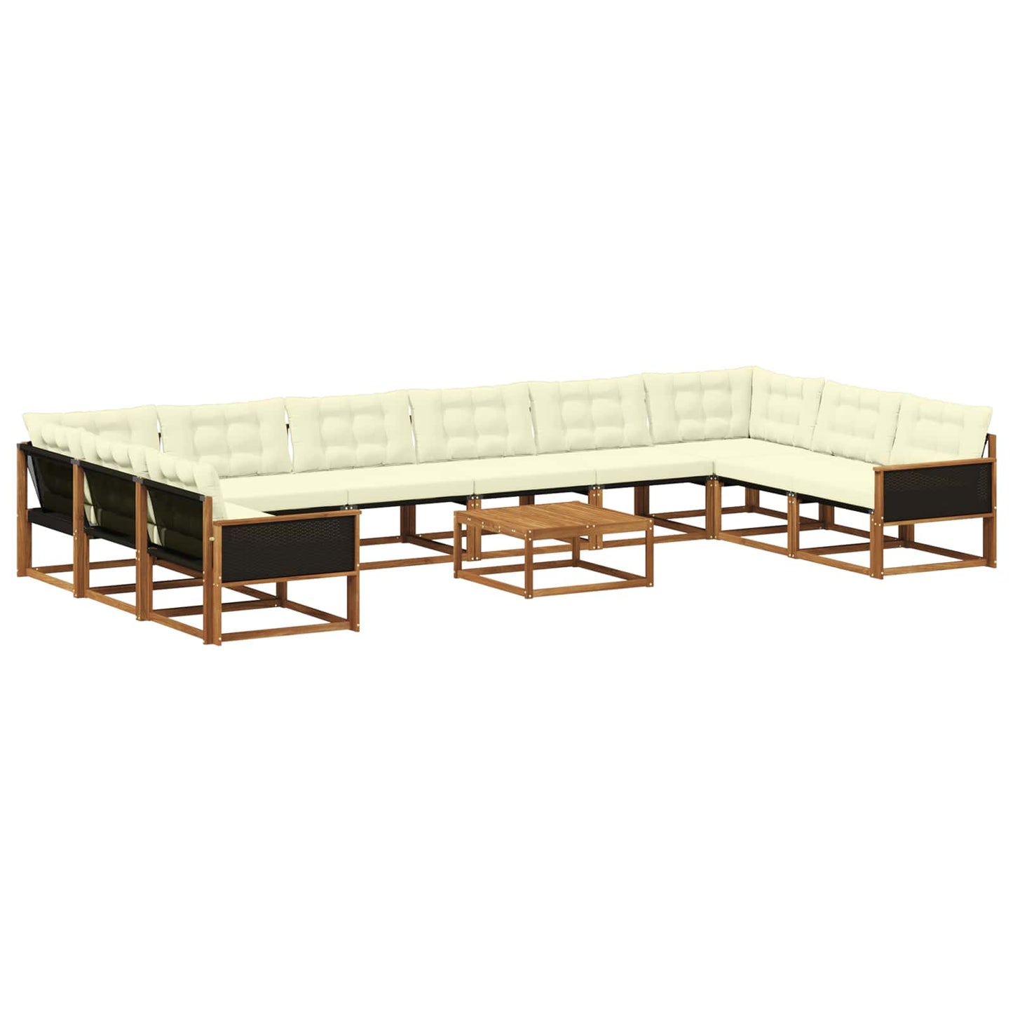 Outdoor-Sofagarnitur mit Kissen 11 pcs Natur und Creme