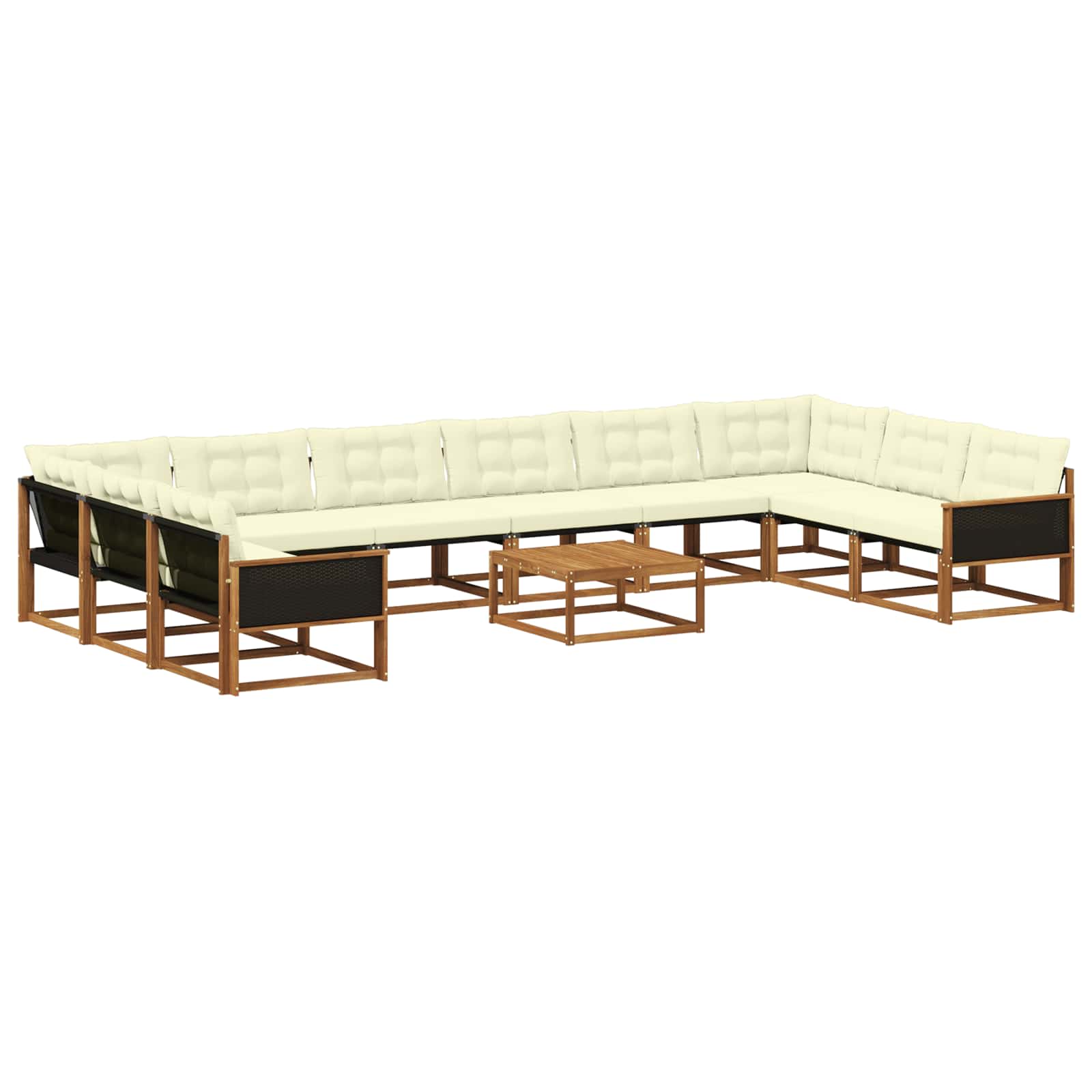 Outdoor-Sofagarnitur mit Kissen 11 pcs Natur und Creme