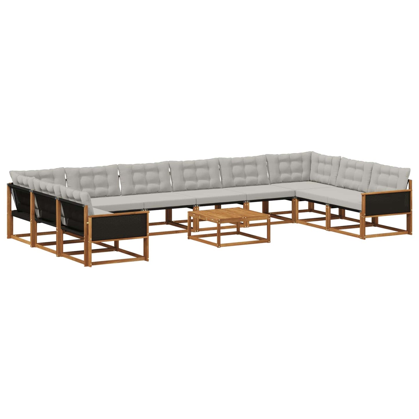 Outdoor-Sofagarnitur mit Kissen 11 pcs Natürlich und Hellgrau