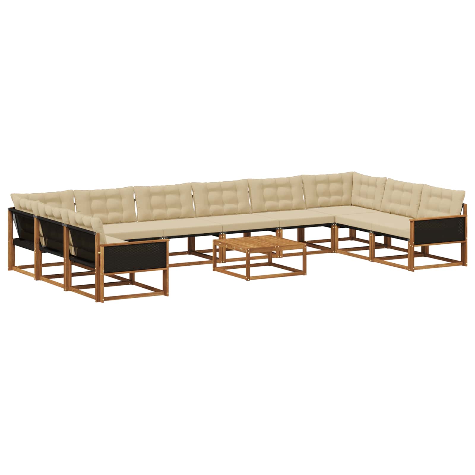 Outdoor-Sofagarnitur mit Kissen 11 pcs Natur und Beige