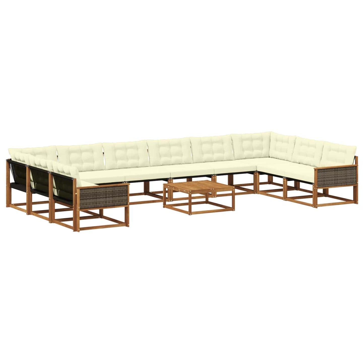 Outdoor-Sofagarnitur mit Kissen 11 pcs Natur und Creme