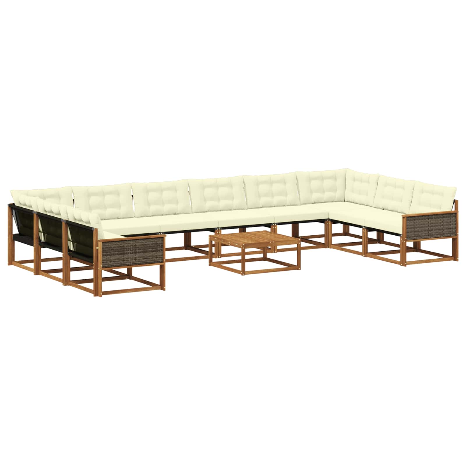 Outdoor-Sofagarnitur mit Kissen 11 pcs Natur und Creme