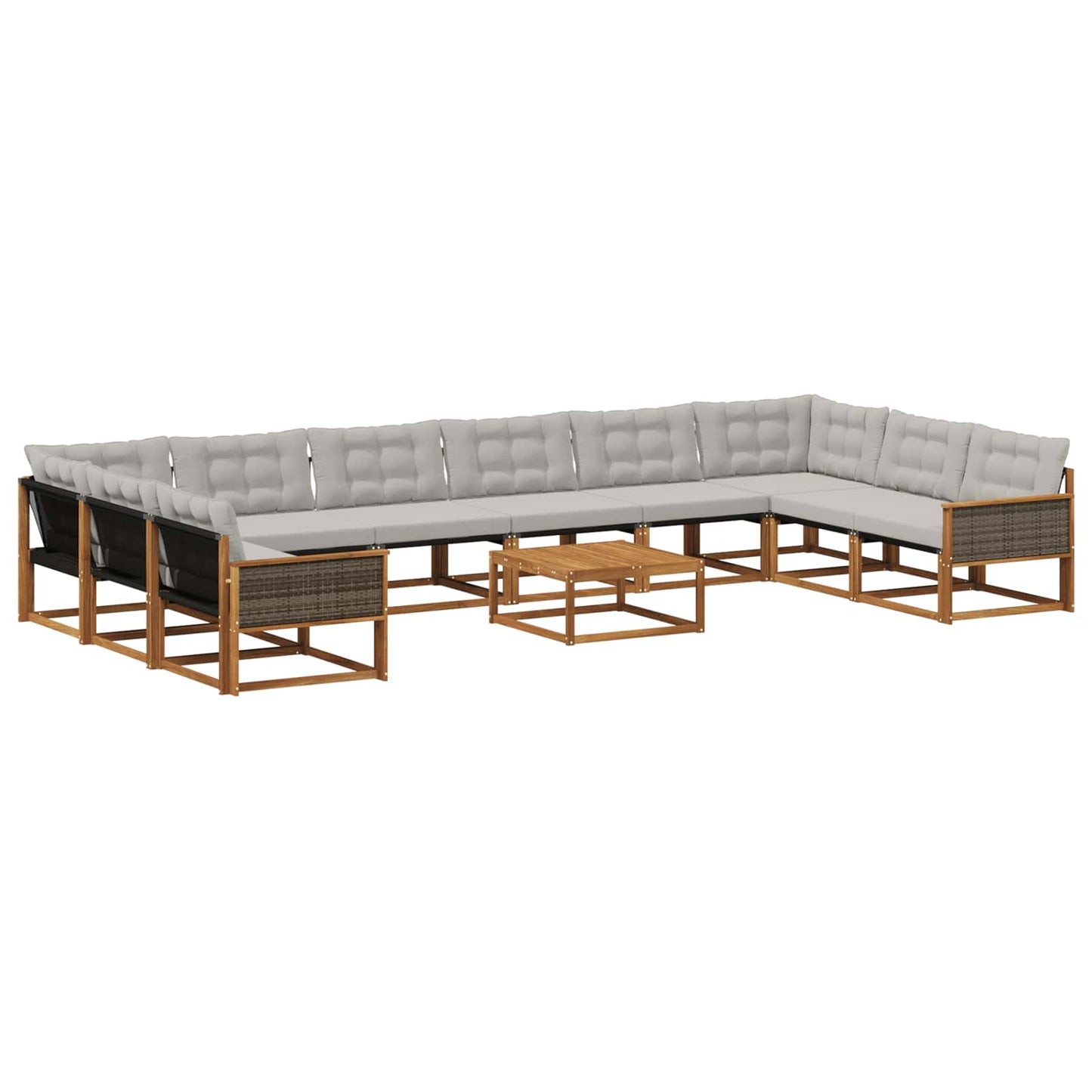 Outdoor-Sofagarnitur mit Kissen 11 pcs Natürlich und Hellgrau