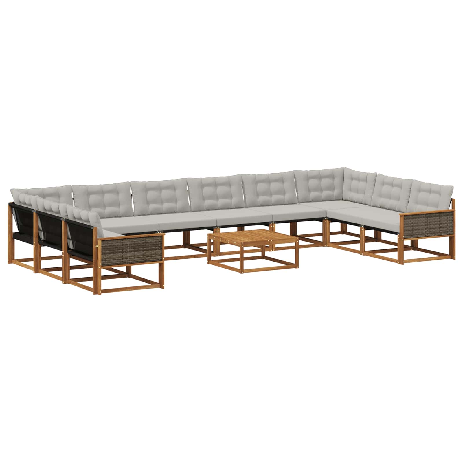 Outdoor-Sofagarnitur mit Kissen 11 pcs Natürlich und Hellgrau