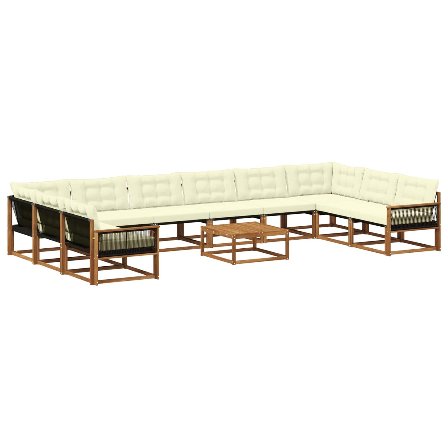 Outdoor-Sofagarnitur mit Kissen 11 pcs Natur und Creme