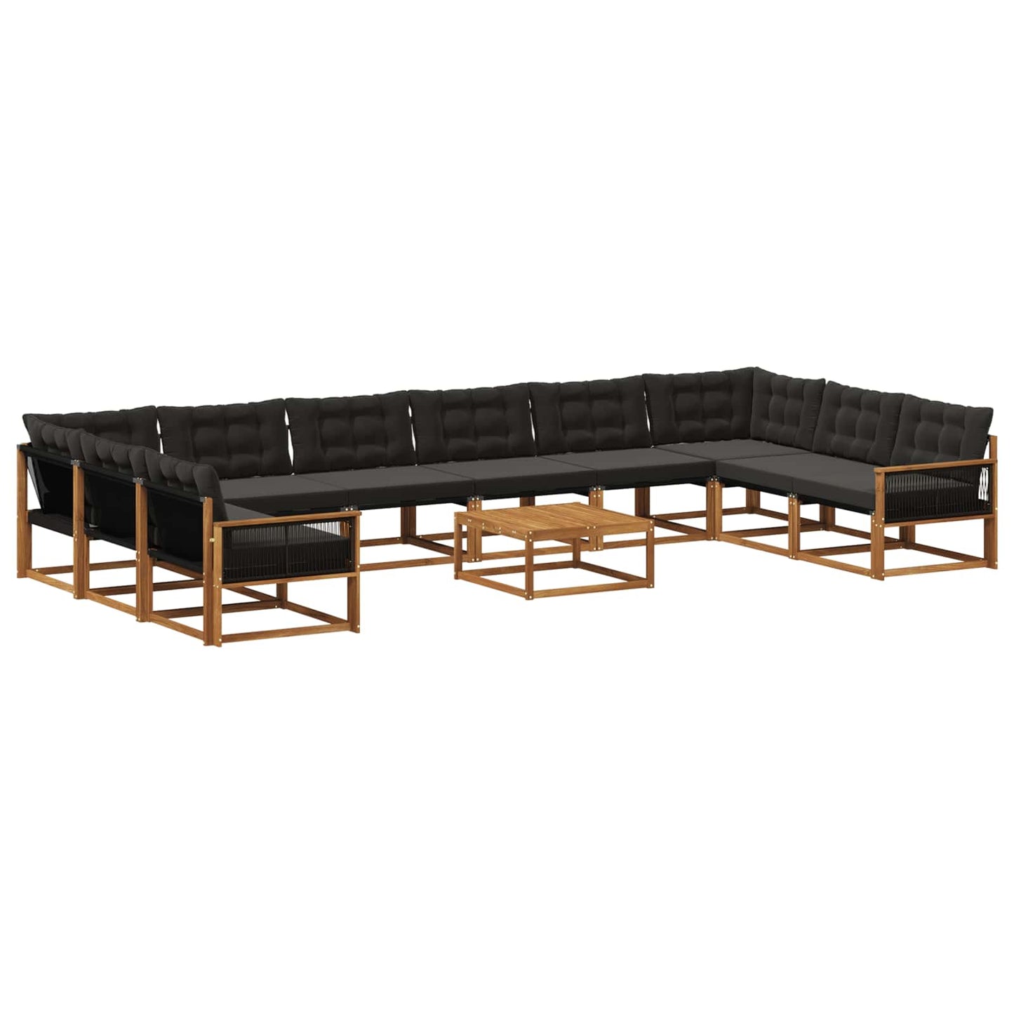Outdoor-Sofagarnitur mit Kissen 11 pcs Natürlich und Schwarz