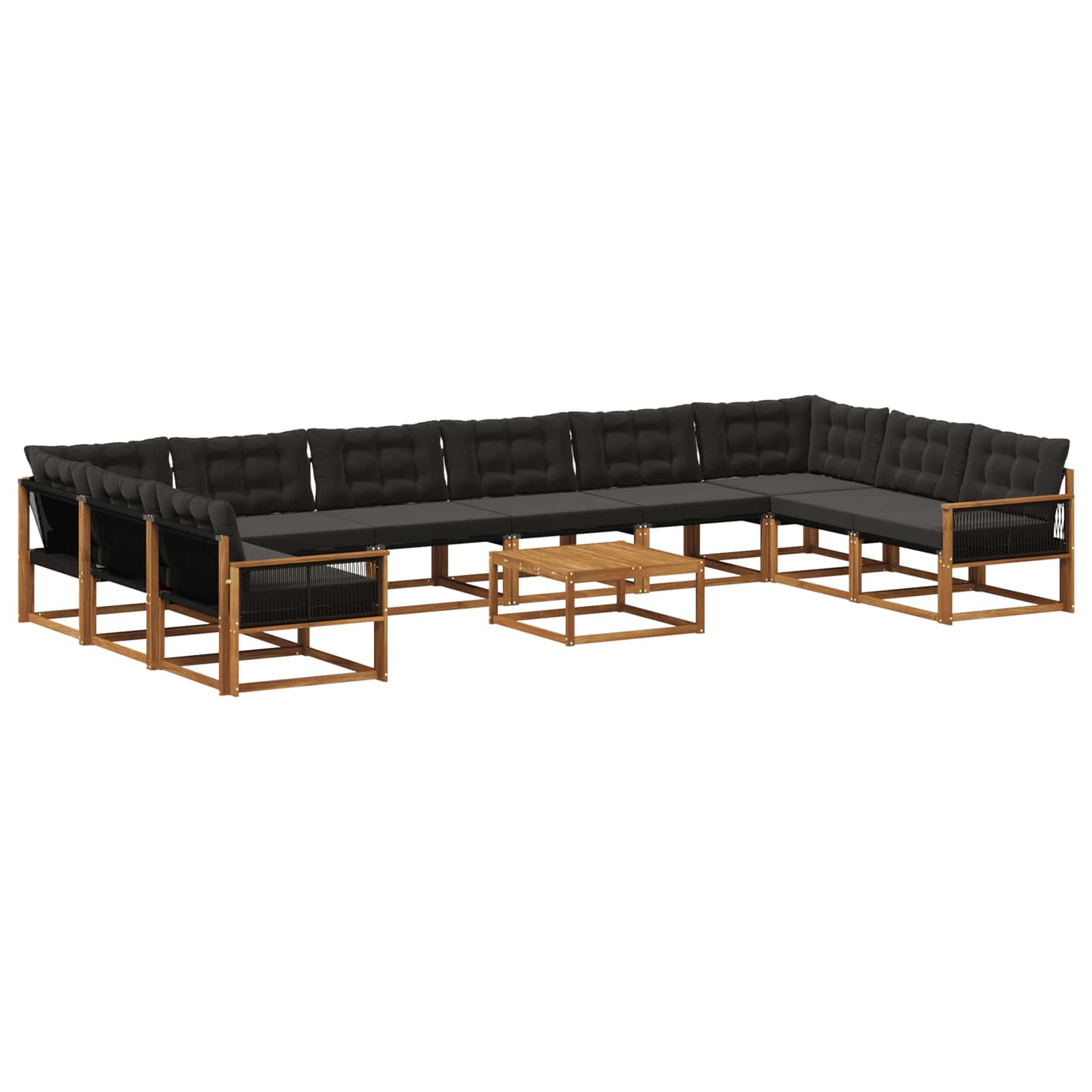 Outdoor-Sofagarnitur mit Kissen 11 pcs Natürlich und Schwarz