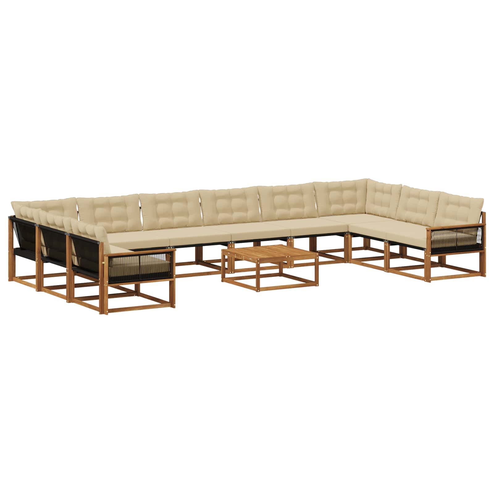 Outdoor-Sofagarnitur mit Kissen 11 pcs Natur und Beige