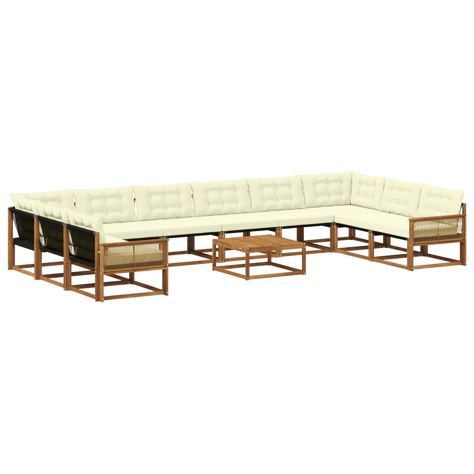 Outdoor-Sofagarnitur mit Kissen 11 pcs Natur und Creme