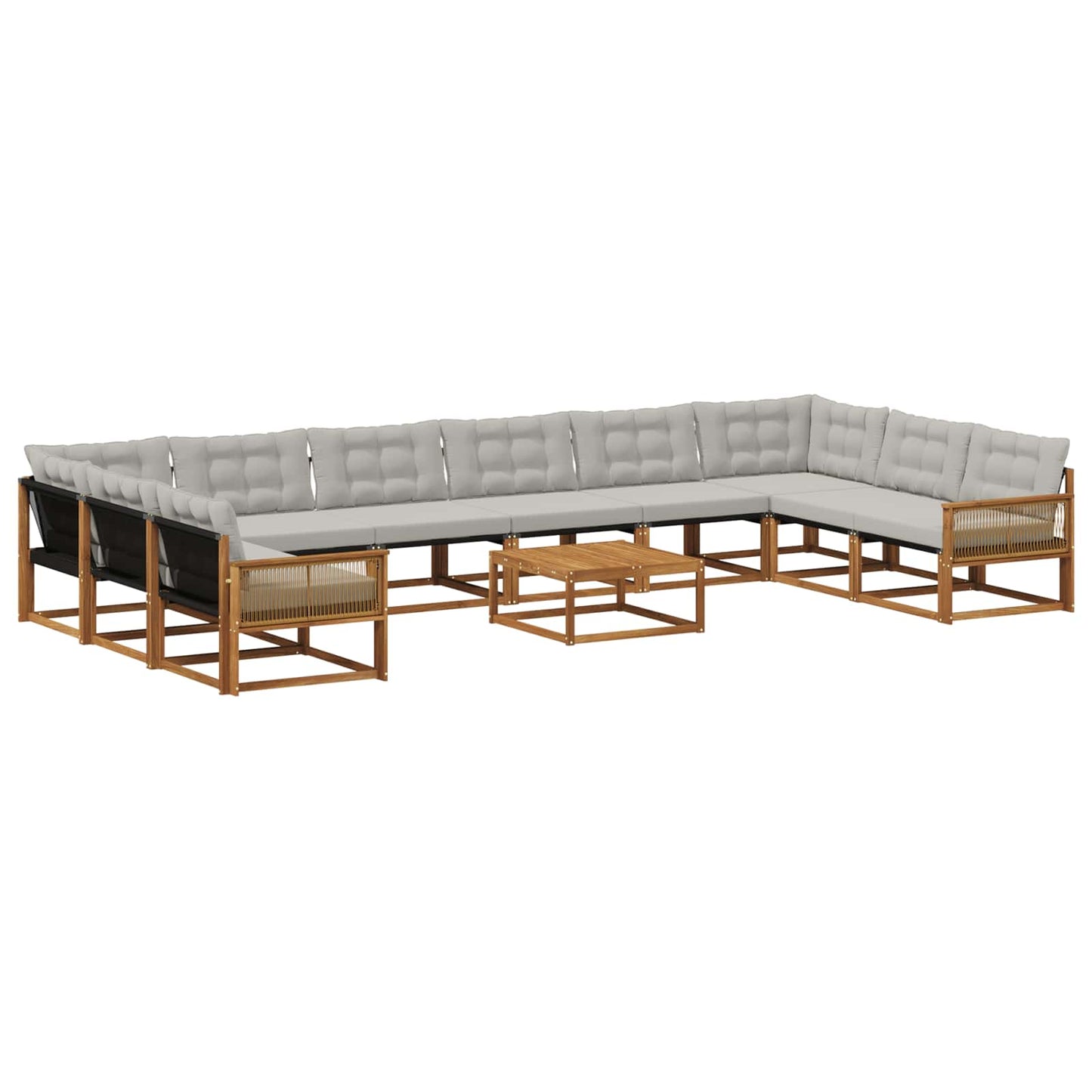 Outdoor-Sofagarnitur mit Kissen 11 pcs Natürlich und Hellgrau