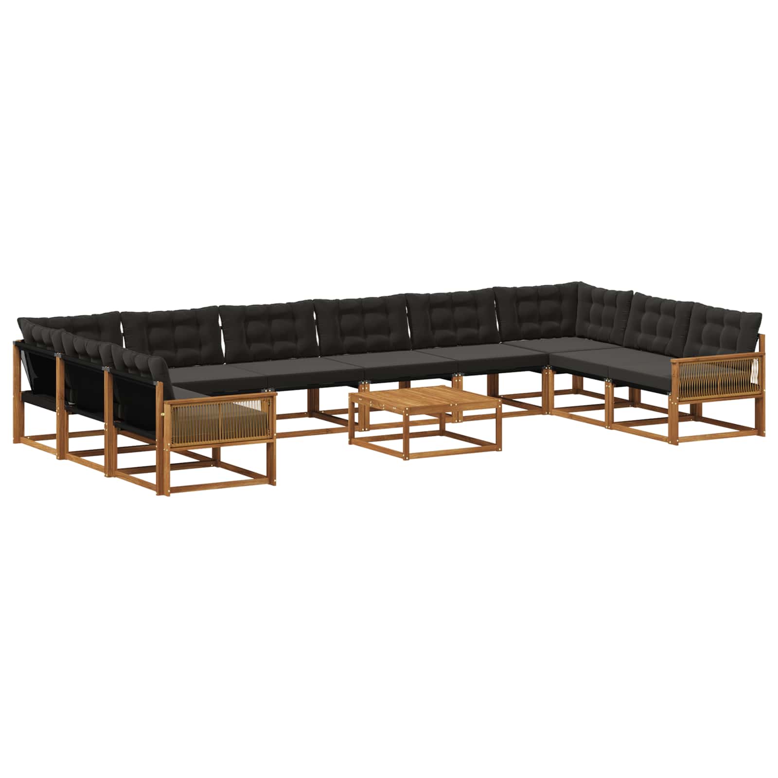 Outdoor-Sofagarnitur mit Kissen 11 pcs Natürlich und Schwarz