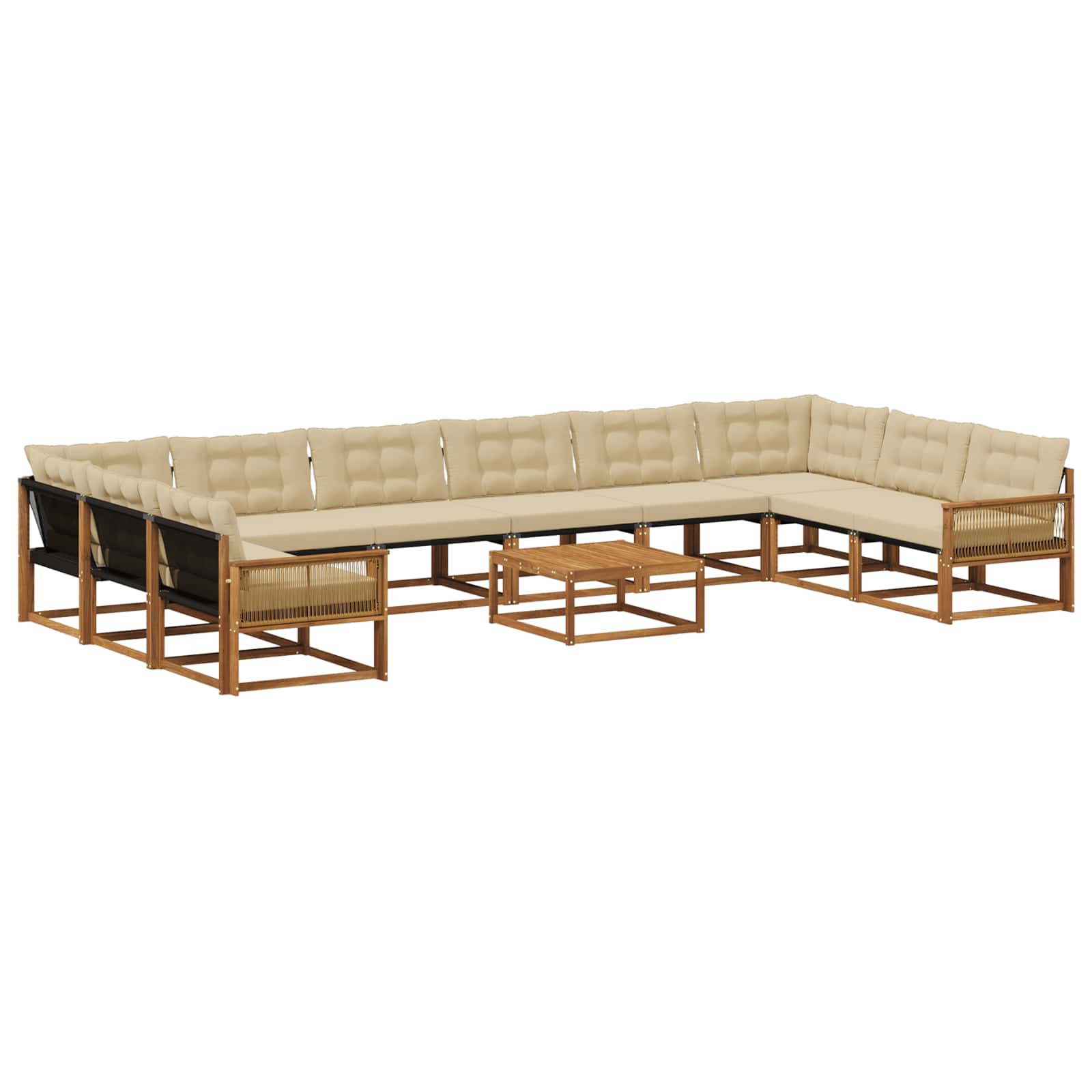 Outdoor-Sofagarnitur mit Kissen 11 pcs Natur und Beige