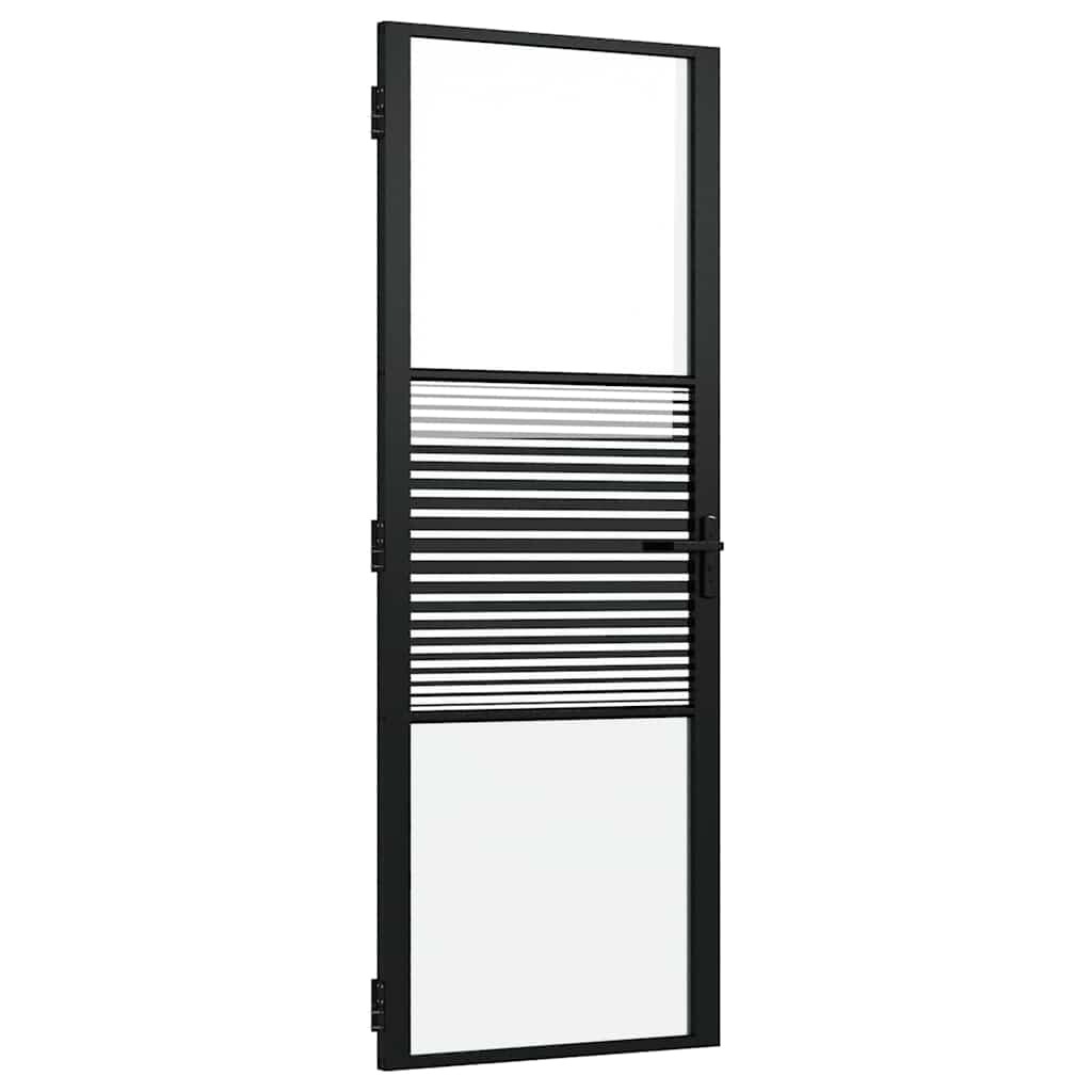Glastür Gestreift Schwarz 76 x 3,5 x 201,5 cm Aluminium
