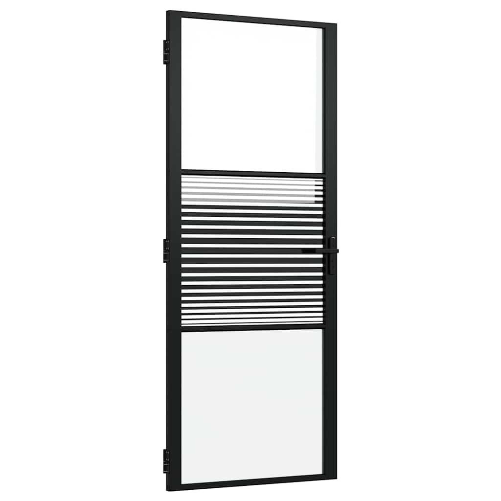 Glastür Gestreift Schwarz 83 x 3,5 x 201,5 cm Aluminium
