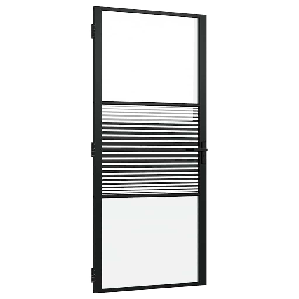 Glastür Gestreift Schwarz 93 x 3,5 x 201,5 cm Aluminium