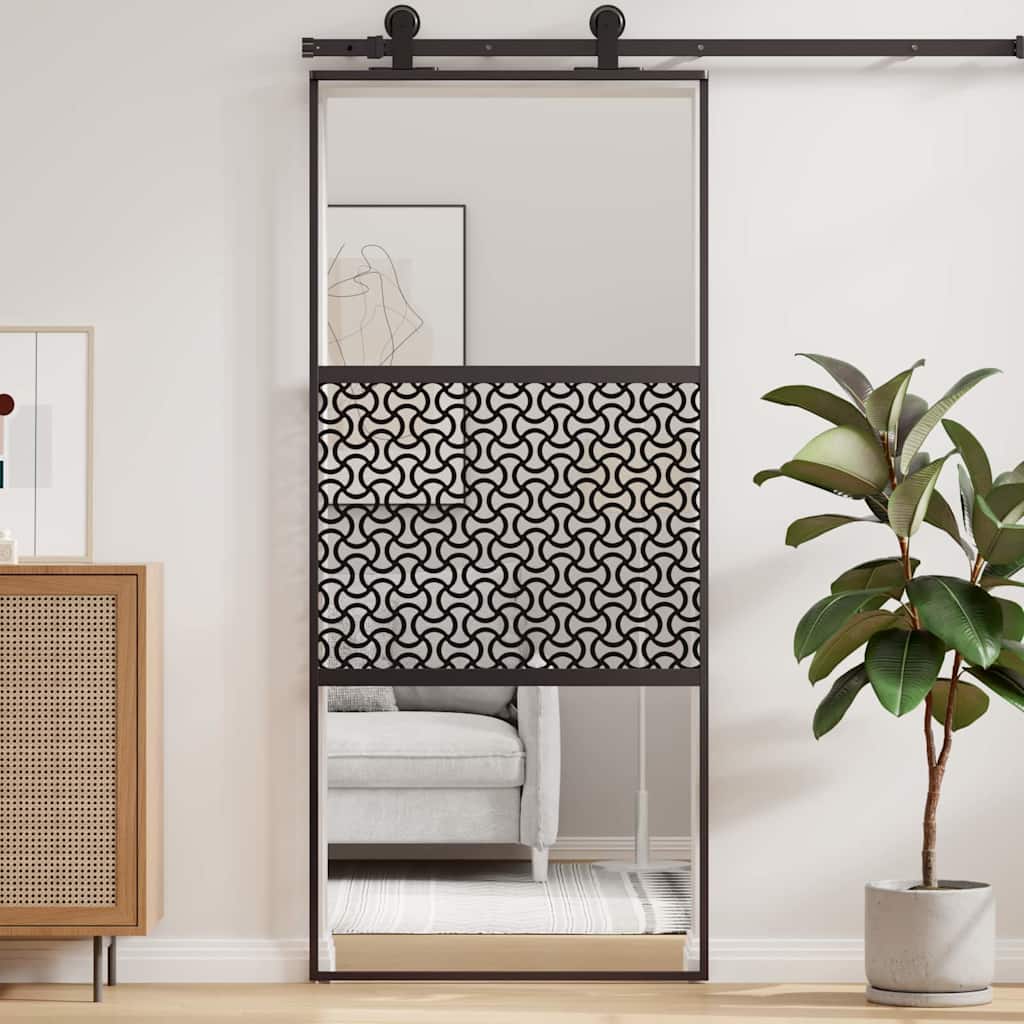 Glastür Schwarz 90 x 2 x 205 cm Aluminium