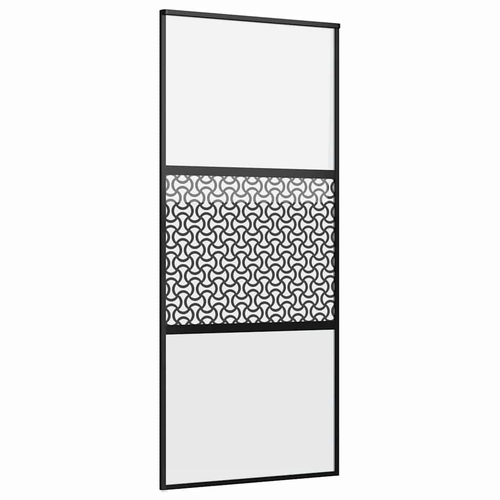 Glastür Schwarz 90 x 2 x 205 cm Aluminium