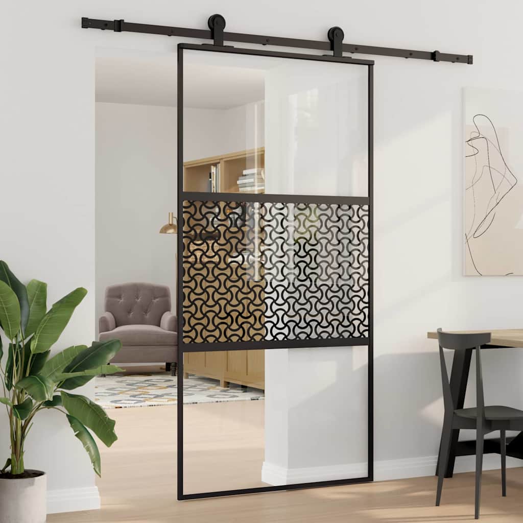 Glastür Schwarz 102,5 x 2 x 205 cm Aluminium